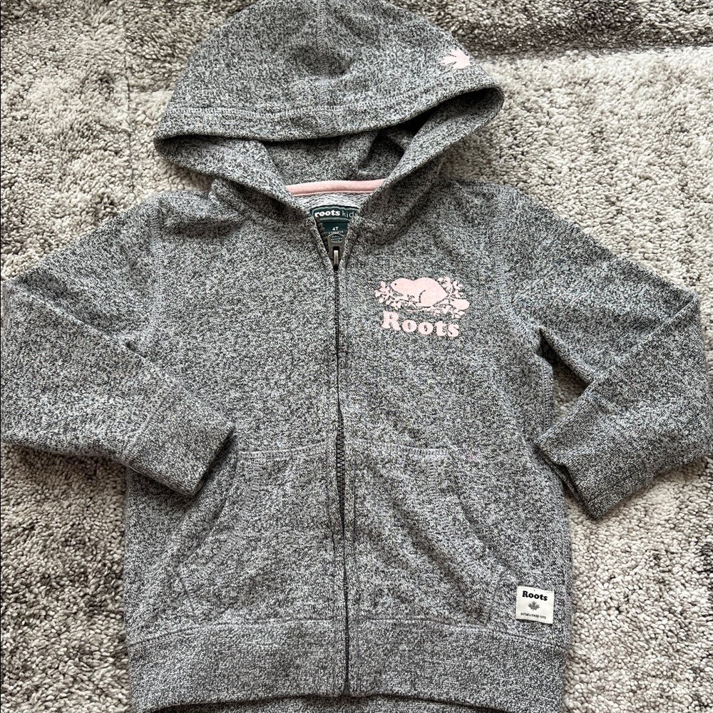 Roots Kids Heather Gray Zip-Up Hoodie